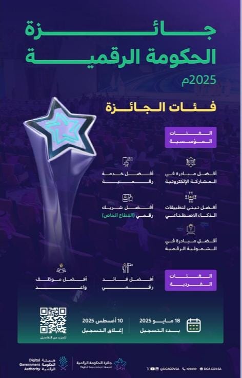 إطلاق النسخة الرابعة من جائزة الحكومة الرقمية 2025 إطلاق النسخة الرابعة من جائزة الحكومة الرقمية 2025