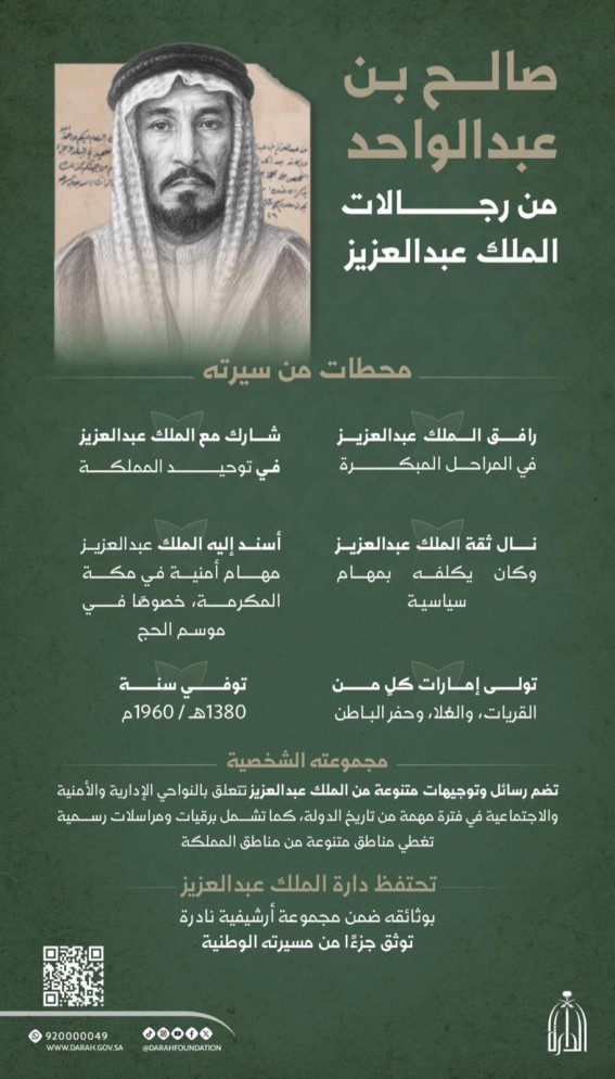 دارة الملك عبدالعزيز تكشف وثائق نادرة لأحد رجال التأسيس دارة الملك عبدالعزيز تكشف وثائق نادرة لأحد رجال التأسيس