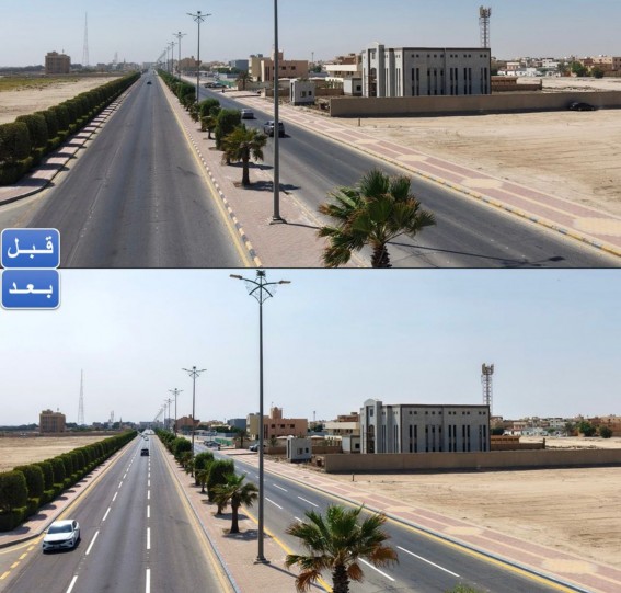 بلدية الخفجي تنهي تخطيط خطوط الشوارع لتحسين المشهد الحضري