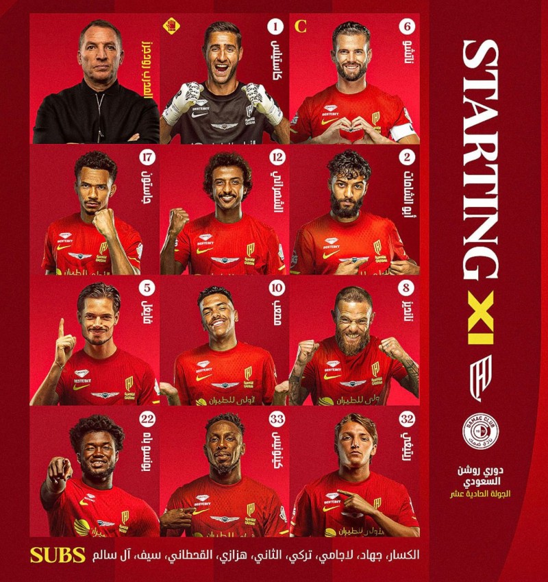 أول تشكيلة لرودجرز مع القادسية أمام ضمك