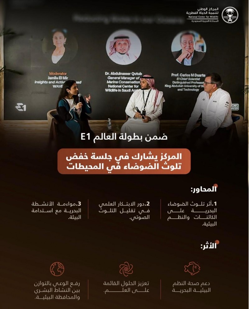 مركز حماية البيئة البحرية يناقش خفض الضوضاء البحرية في بطولة E1