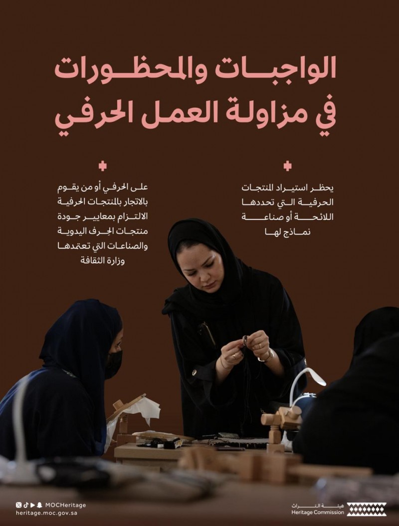 هيئة التراث تؤكد الالتزام بجودة المنتجات الحرفية