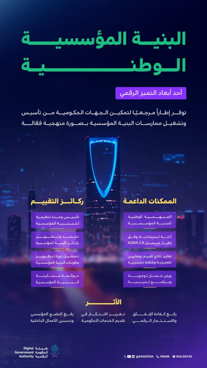 هيئة الحكومة الرقمية تؤكد أن البنية المؤسسية الوطنية أحد أبعاد التميز