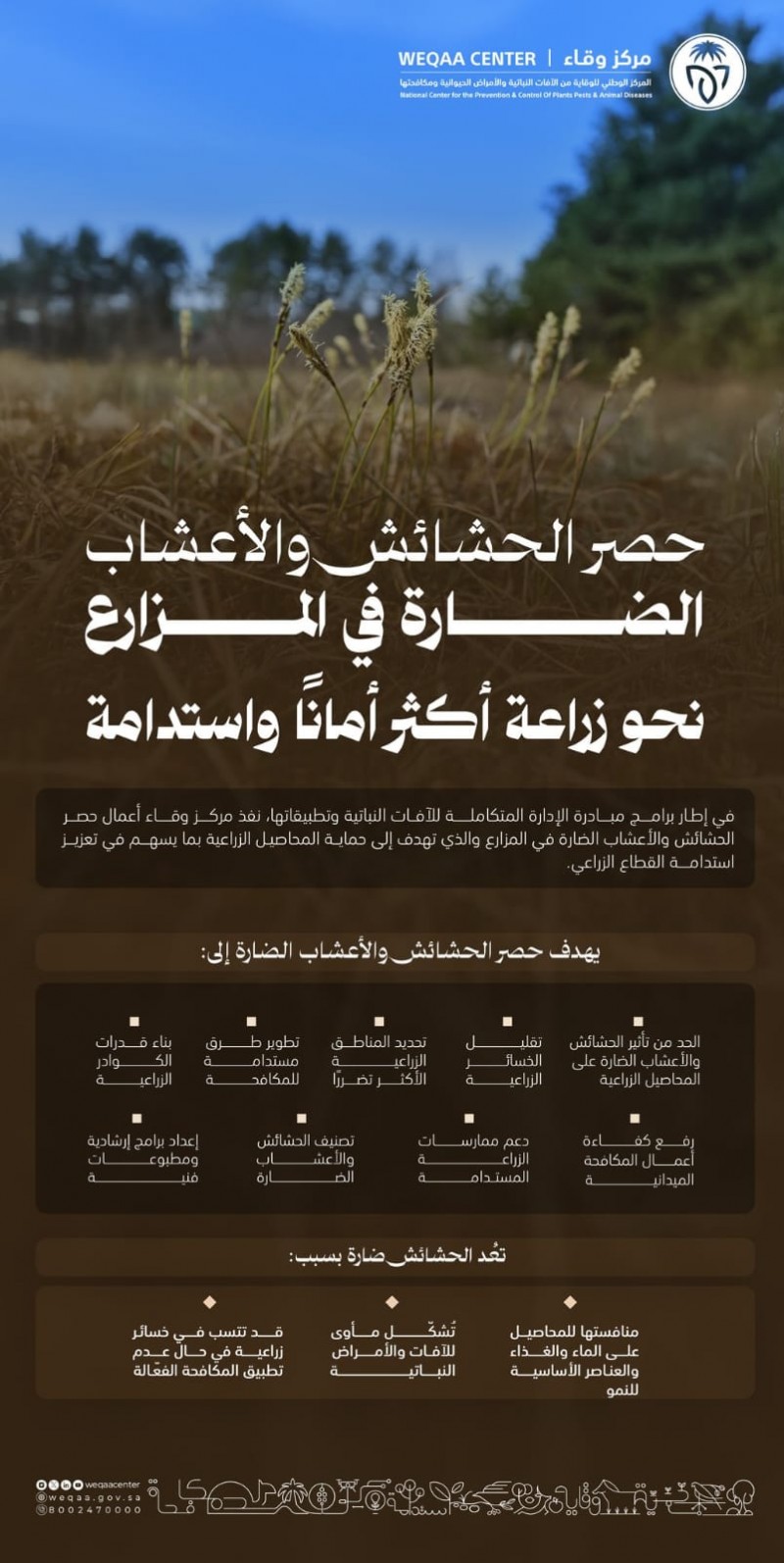 مركز وقاء يطلق مبادرات لحصر الحشائش والأعشاب الضارة في المزارع