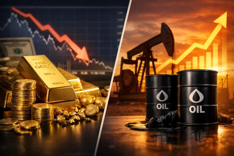 تراجع أسعار الذهب وارتفاع النفط في الأسواق العالمية