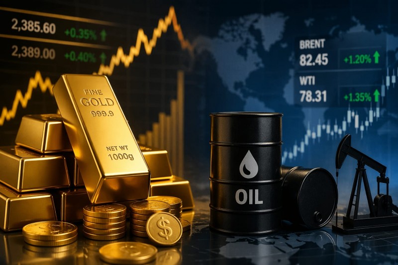 استقرار أسعار الذهب وارتفاع طفيف في أسعار النفط عالميًا