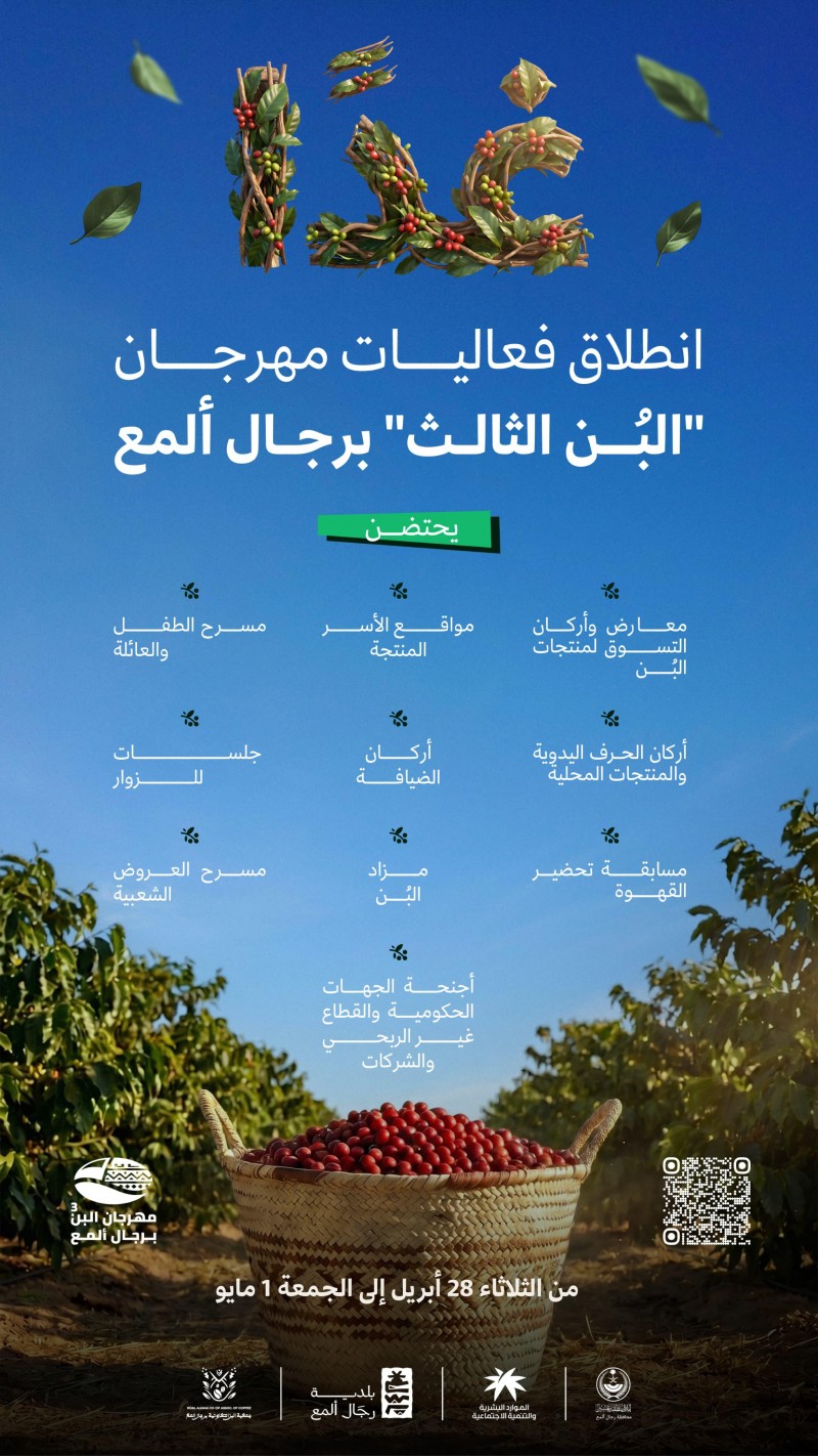 مهرجان البن الثالث برجال ألمع يطلق فعالياته وسط حضور متنوع