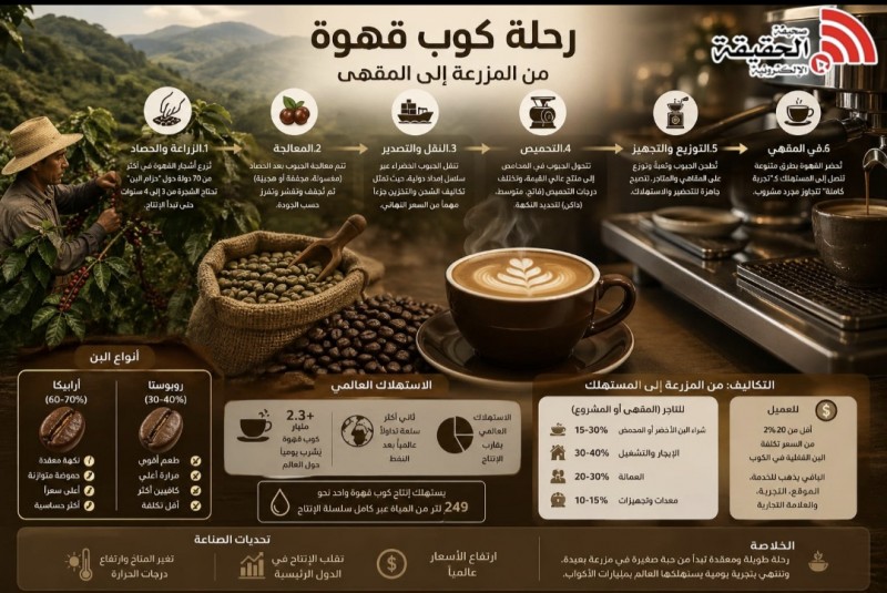 رحلة كوب قهوة من المزرعة إلى المقهى: كيف تتحول حبة صامتة إلى اقتصاد يومي نابض