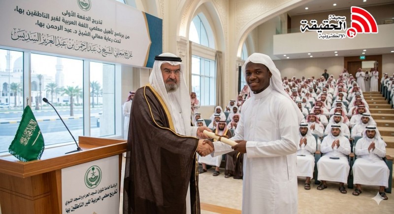 رئيس الشؤون الدينية يرعى حفل تخريج معلمي العربية لغير الناطقين بها.