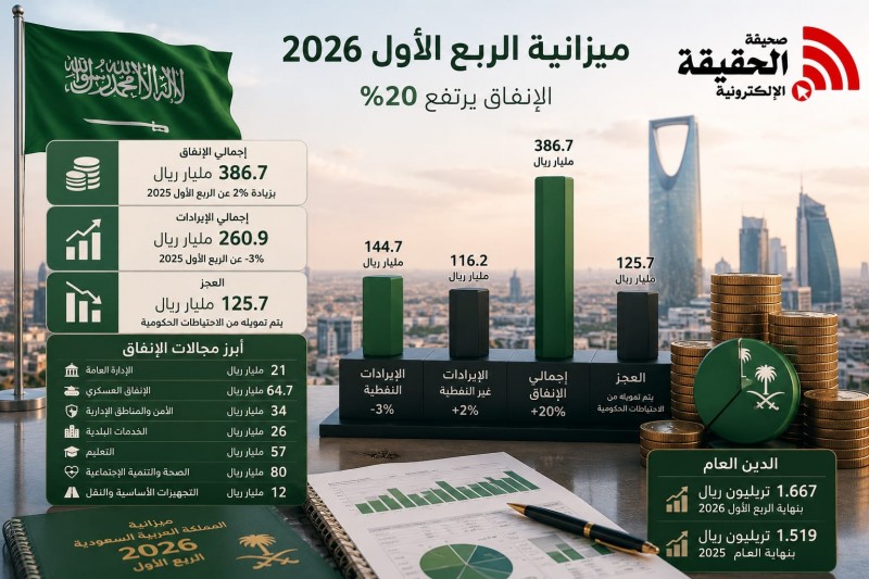 وزارة المالية": 387 مليار ريال إنفاق ميزانية الربع الأول 2026