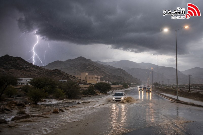 أمطار غزيرة ورياح نشطة على عدة مناطق بالمملكة