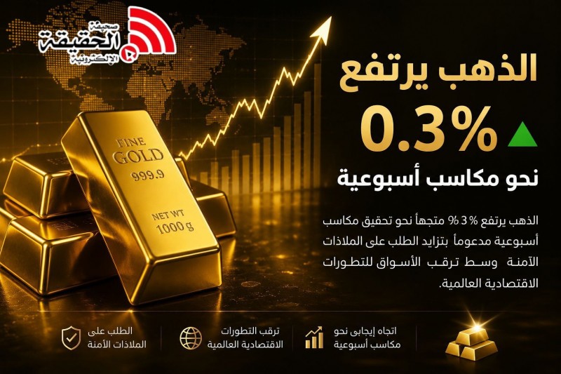 الذهب يرتفع 0.3% نحو مكاسب أسبوعية