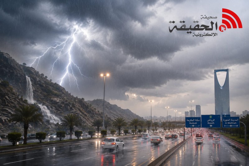 أمطار رعدية ورياح نشطة تؤثر على مناطق واسعة بالمملكة