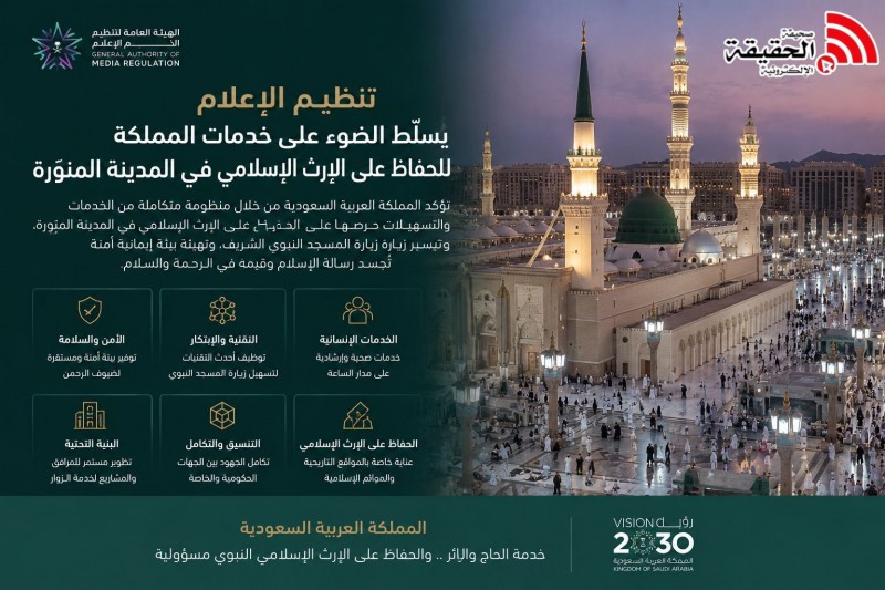 تنظيم الإعلام يسلّط الضوء على خدمات المملكة للحفاظ على الإرث الإسلامي بالحج