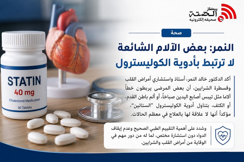 النمر: بعض الآلام الشائعة لا ترتبط بأدوية الكوليسترول