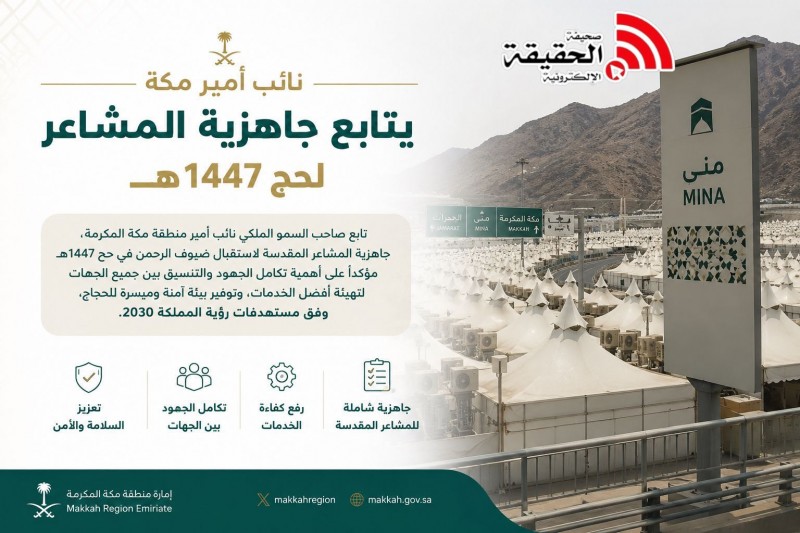 نائب أمير مكة يتابع جاهزية المشاعر لحج 1447هـ