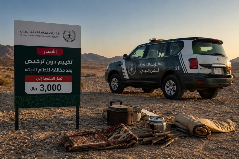 الأمن البيئي يضبط مخالفًا للتخييم داخل محمية الإمام فيصل بن تركي