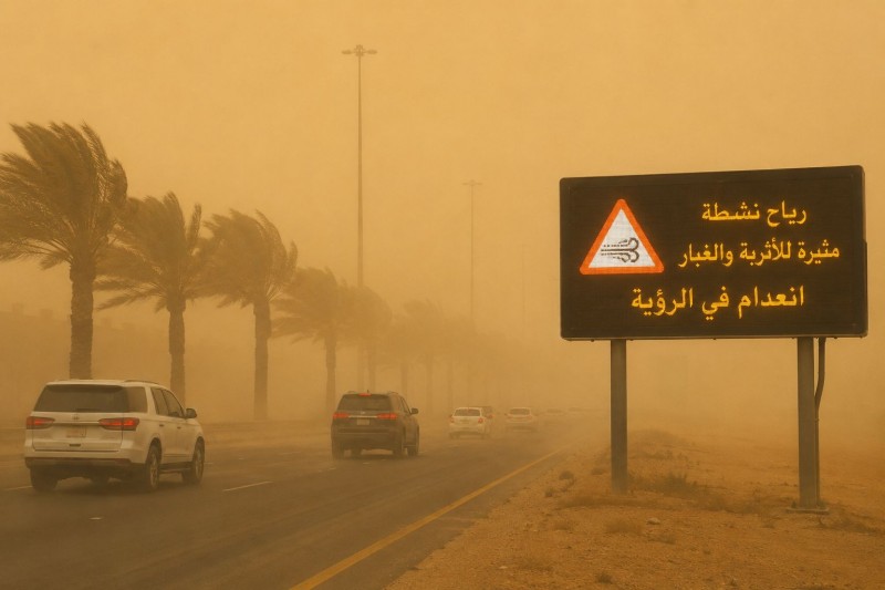 الأرصاد: رياح مثيرة للأتربة والغبار تؤثر على عدة مناطق بالمملكة