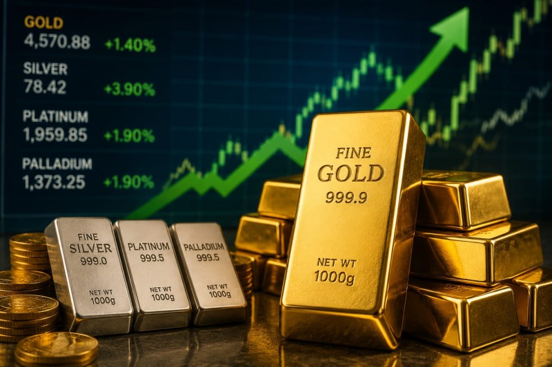 الذهب يسجل ارتفاعًا يتجاوز 1% بدعم ضعف الدولار