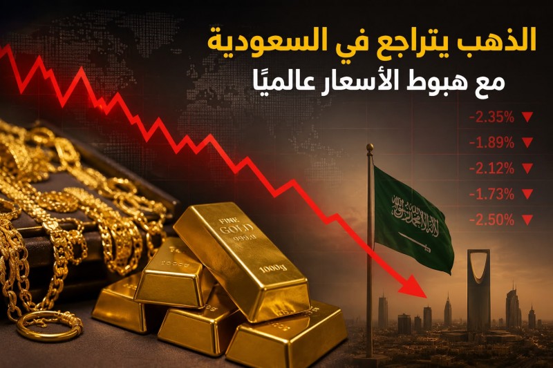 الذهب يتراجع في السعودية مع هبوط الأسعار عالميًا