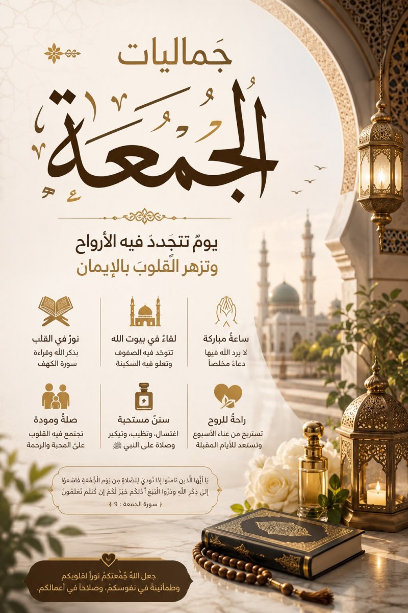 جماليات الجمعة.. يومٌ تتجدد فيه الأرواح وتزهر القلوب بالإيمان