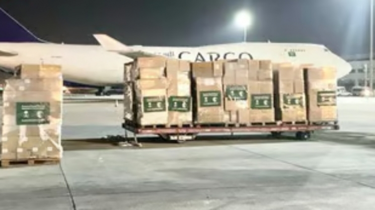 مغادرة الطائرة الإغاثية السعودية ( 38 ) لإغاثة الشعب الفلسطيني في قطاع غزة