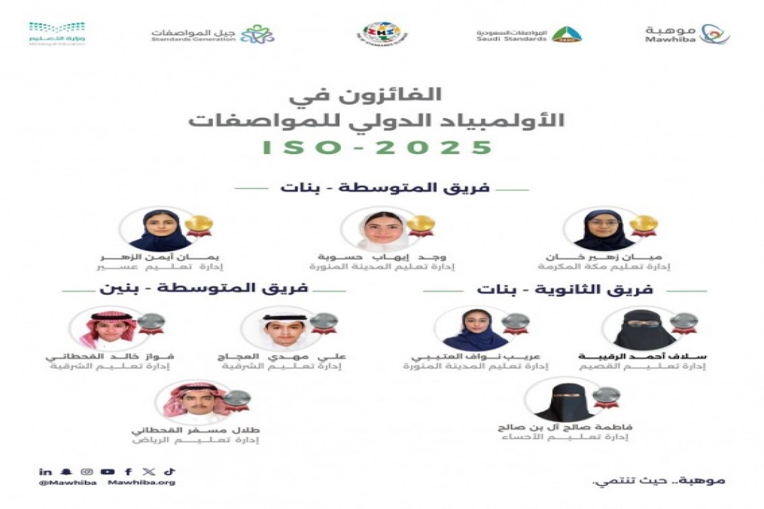 السعودية تتألق في الأولمبياد الدولي للمواصفات بحصد 3 ميداليات